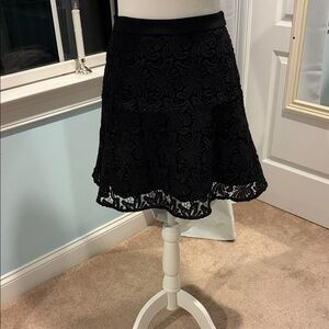 LOFT Black Textured Skater Skirt